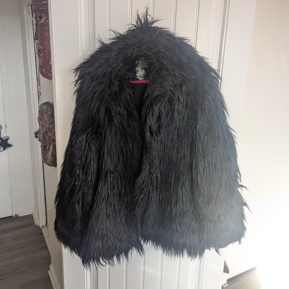 Punk Rave Jackets & Blazers - XL-XXL Punk Gothic Black Faux Fur Jacket